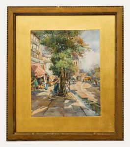 Lillian Russell Bell (1864-1947) - Framed Watercolour, Shops at Opening
