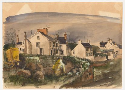 20th Century Watercolour - Coastal Village