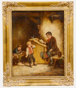 Mark William Langois (1848-1924)- Late 19th Century Oil, Schoolmaster and Pupils