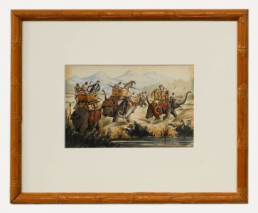 Anglo-Indian School 19th Century Watercolour - The Tiger Hunt
