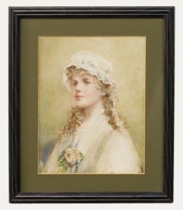 Late 19th Century Watercolour - Lady in the White Bonnet