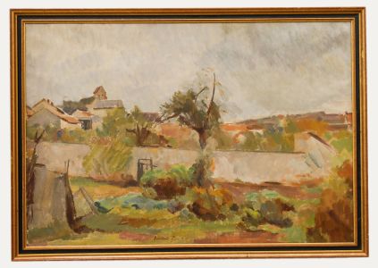 Bertrand Py (1895-1973) - Framed Oil, Looking Towards the Village Bell Tower