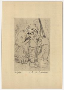 Andre Dunoyer de Segonzac (1884-1974) - Etching, Smoking Soldier 