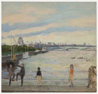 Simon Goldberg (1916-2002) - 20th Century Oil, View of Waterloo Bridge, London
