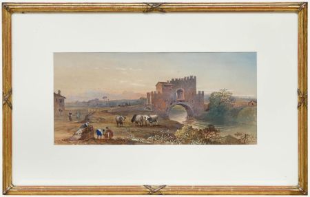 Attrib. Henry Mouse - Framed 19th Century Watercolour, Ponte Nomentano