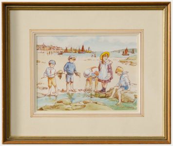 Eileen Bushby - Framed 20th Century Watercolour, Looking for Crabs