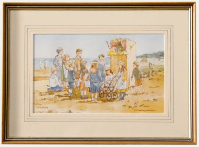 Eileen Bushby - Framed 20th Century Watercolour, Punch & Judy at the Seaside