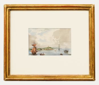 Framed 19th Century Watercolour - Maritime View