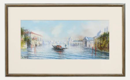 Maria Gianni (1873-1956) - Framed Gouache, Gondola on the Lido