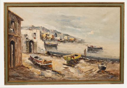 Continental School  20th Century Oil - Mediterranean Coastline