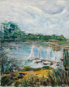 Greta Magnusson-Grossman (1906-1999) - 20th Century Oil, Boats at the Jetty