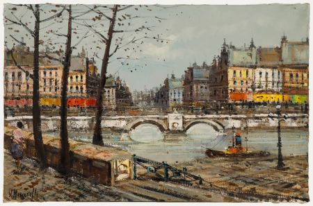 Vittorio Muscariello - 20th Century Oil, Paris on the Seine
