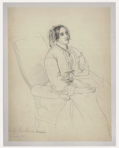 Charlotte Berlichingen - 1851 Graphite Drawing, Lady with Lace Bonnet