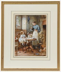 Joseph Clark (1834-1926) - Framed Watercolour, Mother's Cooking