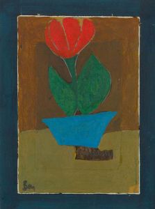 Ben Carrivick - 20th Century Oil, Flower in Blue Pot