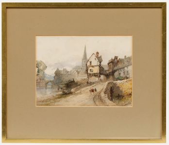 Paul Marny (1829-1914) - Framed Watercolour, Riverside Town