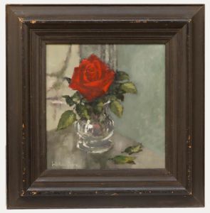 William Burns FRSA (1923-2010) - Framed 20th Century Oil, Red Rose