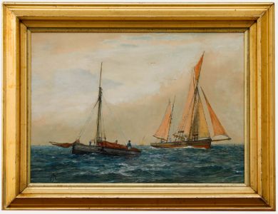 Framed Late 19th Century Watercolour - Sailing Boats at Close Quarters