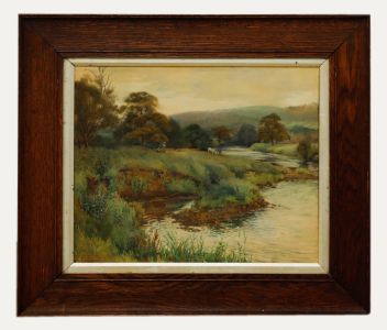 Cuthbert Crossley (1883-1960) - 1907 Watercolour, Meadow by the River