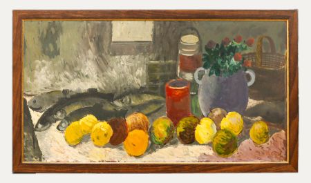 Anton Gold (1914-1970) - 1969 Oil, Still Life of Apples and Fish
