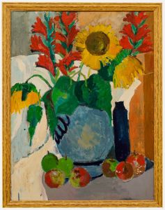 Anton Gold (1914-1970) - Framed Oil, Still Life of Gladiolus & Sunflowers