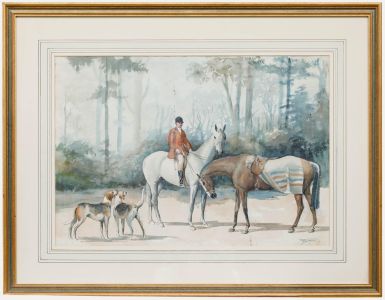 Richard John Munro Dupont (1920-1977) - Watercolour, Huntsman with Horses