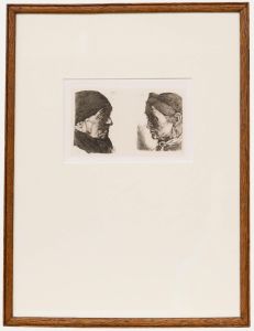 Wilhelm Leibl (1844-1900) - Framed 1874 Etching, Elderly Man and Woman