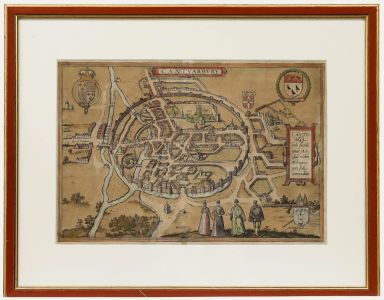 Franz Hogenberg after Georg Braun  - 19th Century Engraving, Map of Canterbury