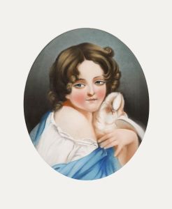 19th Century Pastel - Girl and Her Dove