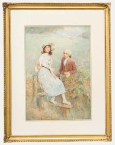 G. L. Buchanan - Early 20th Century Watercolour, A Gentlemen & the Shepherdess 