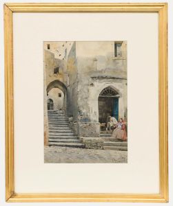 Peter Woltze (1860-1925) - Early 20th Century Watercolour, The Steps