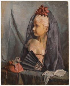 Cecile Hertz-Eyrolles (1875-1974) - Mid 20th Century Oil, Statue, Veil and Fan