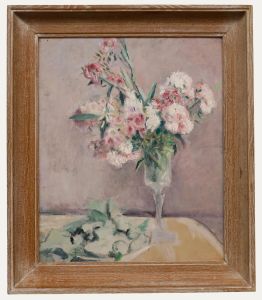 Cecile Hertz-Eyrolles (1875-1974) - Framed Mid 20th Century Oil, Pink Carnations