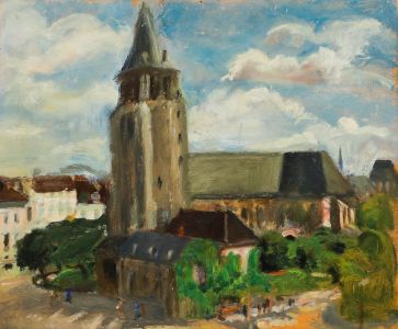 Cecile Hertz-Eyrolles (1875-1974) - 20th Century Oil, View of the Church
