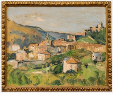 Cecile Hertz-Eyrolles (1875-1974) - Framed Oil, Village dans la Vallee