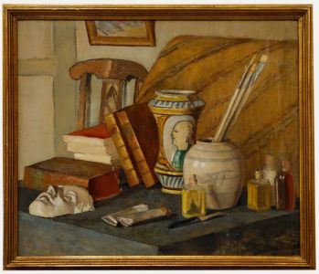 Cecile Hertz-Eyrolles (1875-1974) - Oil, Paint Brushes in The Ginger Pot