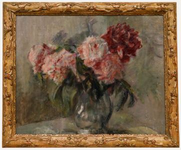 Cecile Hertz-Eyrolles (1875-1974) - Framed Mid 20th Century Oil, Pink Peonies