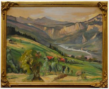 Cecile Hertz-Eyrolles (1875-1974) - Framed Oil, Paysage alpestre en été 