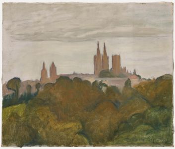 Cecile Hertz-Eyrolles (1875-1974) - Mid 20th Century Oil, View of The Cathedral