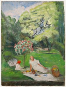 Cecile Hertz-Eyrolles (1875-1974) - Mid 20th Century Oil, Summer Picnic