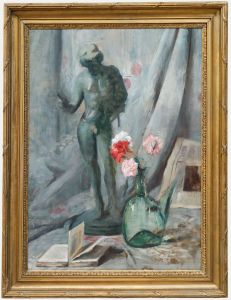 Cecile Hertz-Eyrolles (1875-1974) - Framed Oil, Narcissus & Carnations 