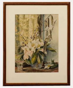K. Hartel - Framed Mid 20th Century Watercolour, Still Life of Magnolia Flowers