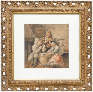 Framed Late 19th Century Watercolour - A Game of Cards