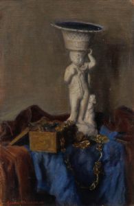 George Weissbort (1928-2013) - 20th Century Oil, Comport Figure on Blue Cloth