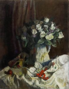 George Weissbort (1928-2013) - 20th Century Oil, A Jug of White Roses