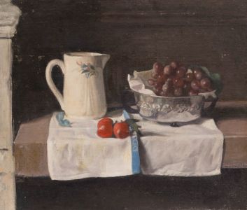 George Weissbort (1928-2013) - 20th Century Oil, A Jug & Grapes in a Silver Bowl