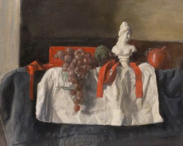 George Weissbort (1928-2013) - 20th Century Oil, Classical Bust with Red Ribbons