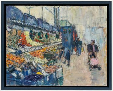 Louella Gwillim (1930-2023) - c.2013 Oil, Mr Fruit, Newport Market