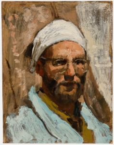 George Weissbort (1928-2013) - Oil, Self Portrait with White Head Wrap 