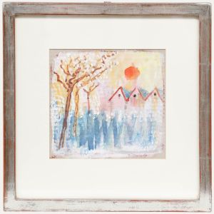 Fritz Brunner (1908-1996) - Framed 1980 Gouache, Sun Over the Blossoms